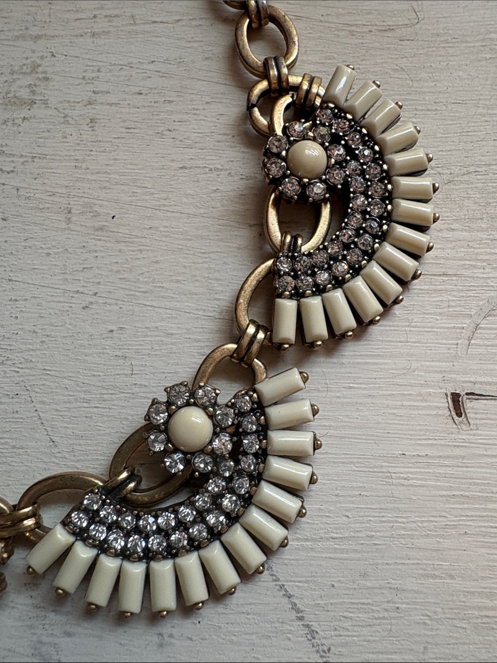 J. Crew Statement Ivory and Gold Fan Necklace